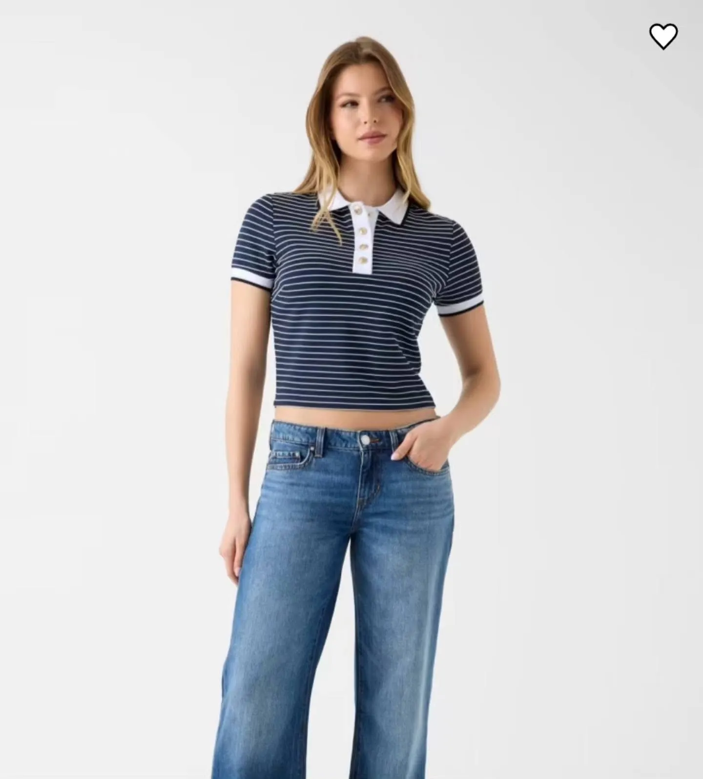 Polo de rayas azul marino y blanco con vaqueros — Flaviano Moda