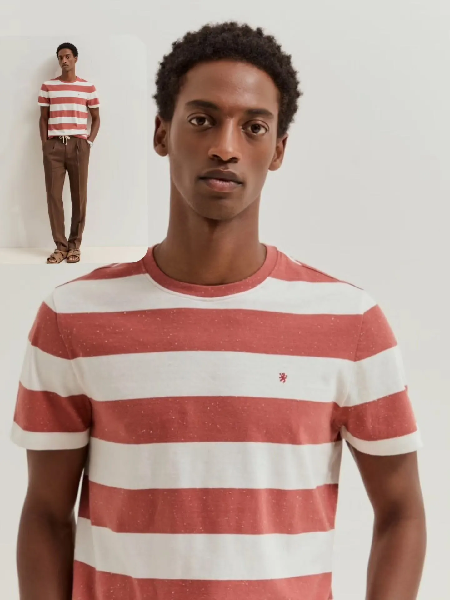 Camiseta de rayas rojas y blancas de hombre — Flaviano Moda