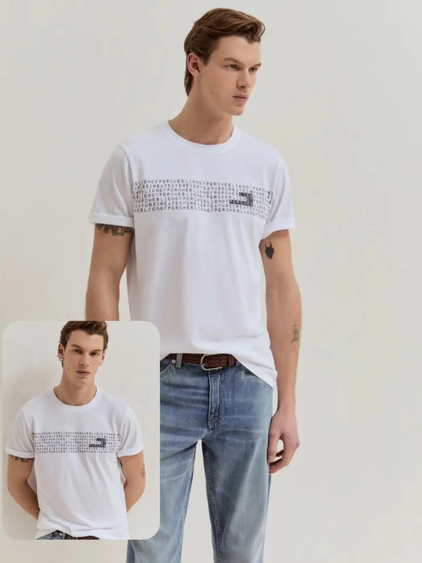 Camiseta blanca de hombre con estampado de texto — Flaviano Moda